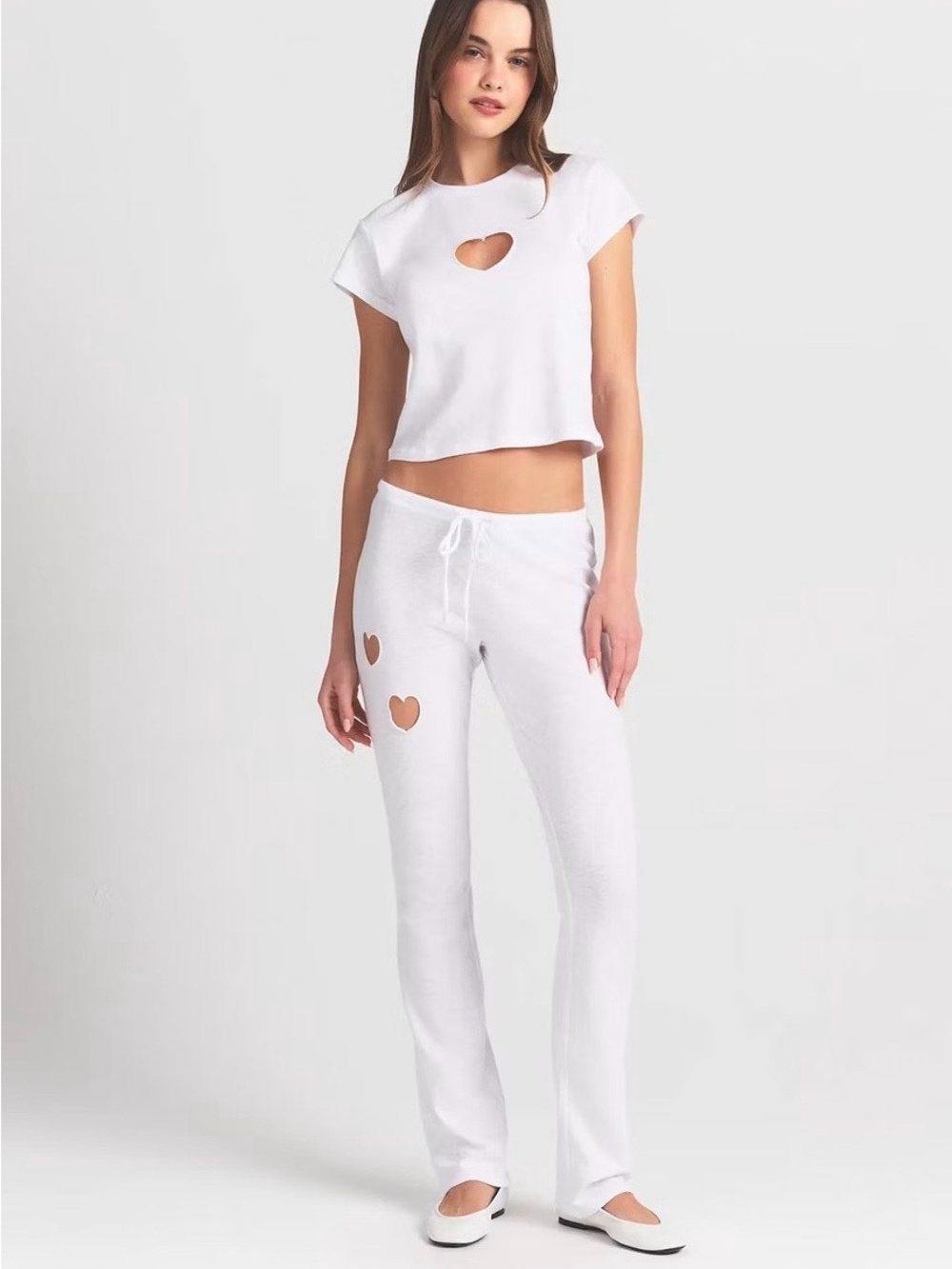 SKIMS White Heart-Cut Track Pants & Cropped Tee Set